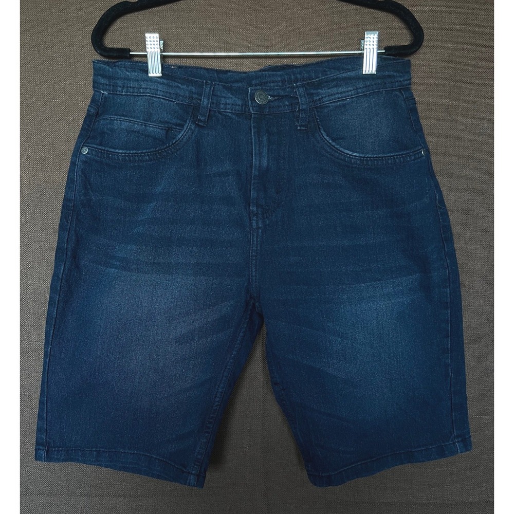Copper Denim Mens Dark Wash Jean Shorts Blue Denim Knee Length Size 30